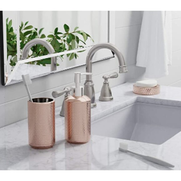 3-Piece Ceramic Rose Gold Bathroom Accessories Vanity Set, New - Picture 5 of 6